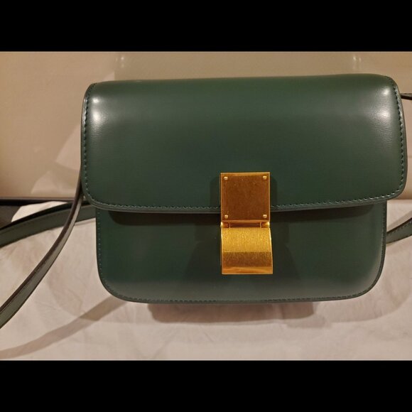 Beautiful green leather box purse handbag - unbranded. NWOT - Picture 5 of 6